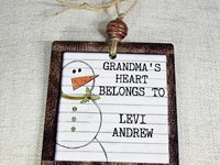 grandmas heart belongs to grandkids ornament snowmen ornaments personalized Christmas gifts for grandma, family ornament, stocking stuffers