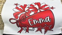 personalized cheer tote bag with name, red school spirit college cheerleading gear, cheerleader gifts for girls senior night gifts cheer