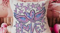 graffiti style love throw pillows for women, winged heart decorative pillows for couch dorm decor, Valentines day best selling gifts Etsy