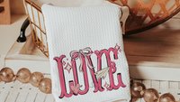 love coquette kitchen towel for Valentines day gifts for girlfriend, preppy Valentines kitchen decor, Galentines day gifts for friends, best