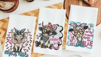 Udderly in love farmhouse cow kitchen towels, hogs and kisses pig gifts for pig lovers, funny Valentines day gifts for her, farm gifts for