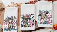 Udderly in love farmhouse cow kitchen towels, hogs and kisses pig gifts for pig lovers, funny Valentines day gifts for her, farm gifts for