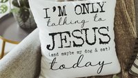 I'm only talking to Jesus today Christian throw pillow for chair, cute Christmas gifts for dog and cat lovers, funny pet throw pillow 18x18