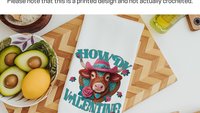 cowgirl Valentines hand towels for besties, cute cow gifts for cow lovers, funny kitchen towels for couples, Howdy Valentines day gifts for