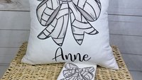 personalized volleyball coquette bow throw pillow with name, cute volleyball gifts for teenage girls, volleyball senior gifts for girls