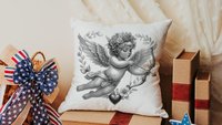 vintage cupid Valentines throw pillow covers 18x18, Galentines day gifts for friends, Valentines day decorative pillows for couch dorm decor