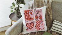 be mine throw pillows for couch red and pink checkered cherry decor, xoxo Valentines Day decorative pillow covers 18x18, Galentines day gift