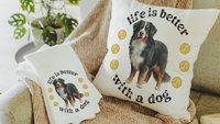 Life is better with a dog throw pillow & towel