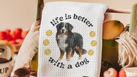 Life is better with a dog throw pillow & towel