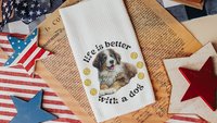 Life is better with dogs throw pillows & towels