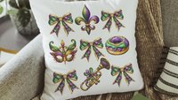 Mardi Gras throw pillow for green couch, Fat Tuesday decorative pillow cover 18x18, king cake pillow for realtors, Louisiana gifts for women