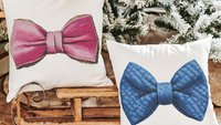 Pink & Blue bow coquette throw pillow