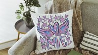 graffiti style love throw pillows for women, winged heart decorative pillows for couch dorm decor, Valentines day best selling gifts Etsy
