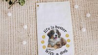 life is better with a dog tennis towel, Bernese mountain dog sweat towel with loop, best gifts for dog lovers, gym bag accessories, unique