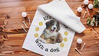 life is better with a dog tennis towel, Bernese mountain dog sweat towel with loop, best gifts for dog lovers, gym bag accessories, unique