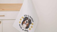 life is better with dogs golf towel Christmas gifts for golfers, golf stocking stuffers, Bernese mountain dog gift for him, golf bag towel