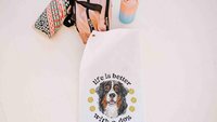 life is better with dogs golf towel Christmas gifts for golfers, golf stocking stuffers, Bernese mountain dog gift for him, golf bag towel