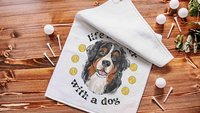 life is better with dogs golf towel Christmas gifts for golfers, golf stocking stuffers, Bernese mountain dog gift for him, golf bag towel