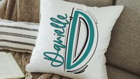 personalized initial pillow for girls, teal nursery decor girl name throw pillows for couch unique dorm decor, best gifts for high school