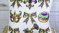 Mardi Gras throw pillow for green couch, Fat Tuesday decorative pillow cover 18x18, king cake pillow for realtors, Louisiana gifts for women