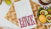love coquette kitchen towel for Valentines day gifts for girlfriend, preppy Valentines kitchen decor, Galentines day gifts for friends, best