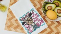 Udderly in love farmhouse cow kitchen towels, hogs and kisses pig gifts for pig lovers, funny Valentines day gifts for her, farm gifts for