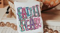faith over fear Christian kitchen towels for gifts, colorful decorative hand towels for guest bath, faith gifts for sister, Easter hostess