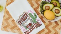 Howdy Valentines hand towels for besties, funny kitchen towels for couples, southwestern style Valentines kitchen decor, Galentines Day gift