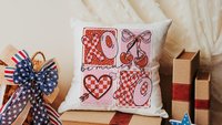 be mine throw pillows for couch red and pink checkered cherry decor, xoxo Valentines Day decorative pillow covers 18x18, Galentines day gift