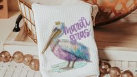 watercolor pelican Mardi Gras kitchen towels for daughter, Fat Tuesday decor, unique household gifts for wife, pelican decor, Louisiana