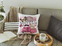 Retro motel love throw pillows