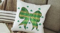 St Patricks day coquette bow throw pillows