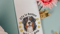 Life is better with a dog throw pillow & towel