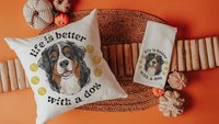 Life is better with a dog throw pillow & towel