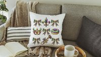 Mardi Gras throw pillow for green couch, Fat Tuesday decorative pillow cover 18x18, king cake pillow for realtors, Louisiana gifts for women
