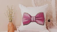 Pink & Blue bow coquette throw pillow