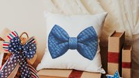 Pink & Blue bow coquette throw pillow