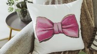 Pink & Blue bow coquette throw pillow