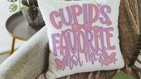 cupids favorite hot mess funny throw pillows for couch, bestie gifts for women, sarcastic Valentines day best selling gifts Etsy shops, faux