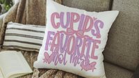 cupids favorite hot mess funny throw pillows for couch, bestie gifts for women, sarcastic Valentines day best selling gifts Etsy shops, faux