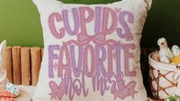cupids favorite hot mess funny throw pillows for couch, bestie gifts for women, sarcastic Valentines day best selling gifts Etsy shops, faux