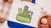 personalized Mardi Gras alligator tote bag for boys, Louisiana gator gifts for kids, carnival parade bag with name, king cake baker merch