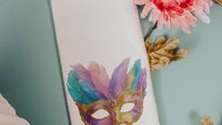 Mardi Gras carnival mask kitchen towels for gifts, watercolor fleur de lis hand towels for every season, Fat Tuesday decor, unique gifts for