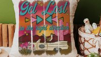 Get lost in the right direction inspirational throw pillows for couch, summer road trip RV decorations for inside, glamping bachelorette