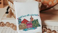 custom main street Valentine throw pillows 12 x 20, personalized small town big heart tea towel for couples, zip code home gift for in laws
