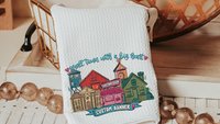 custom main street Valentine throw pillows 12 x 20, personalized small town big heart tea towel for couples, zip code home gift for in laws