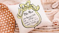 custom birth stats pillow for nursery chair, personalized baby keepsake gifts, infant boy baby stats gift, first time mom gift sentimental