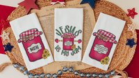 personalized Jesus is my jam hand towels for kitchen Christian gifts for daughter wedding shower, strawberry kitchen decor, Matthew 22:37