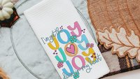 joy in my heart Christian kitchen towels for bridal shower, Easter hostess gift for women, faith gifts for sister, Spring hand towel for