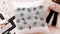 black and white bee throw pillows for kids reading nook pillow, honey bee baby shower gifts, bumble bee nursery decor, cute bee gifts for